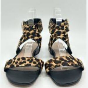 Banana Republic Brown and Black Leopard  Sandals with Ankle Strap